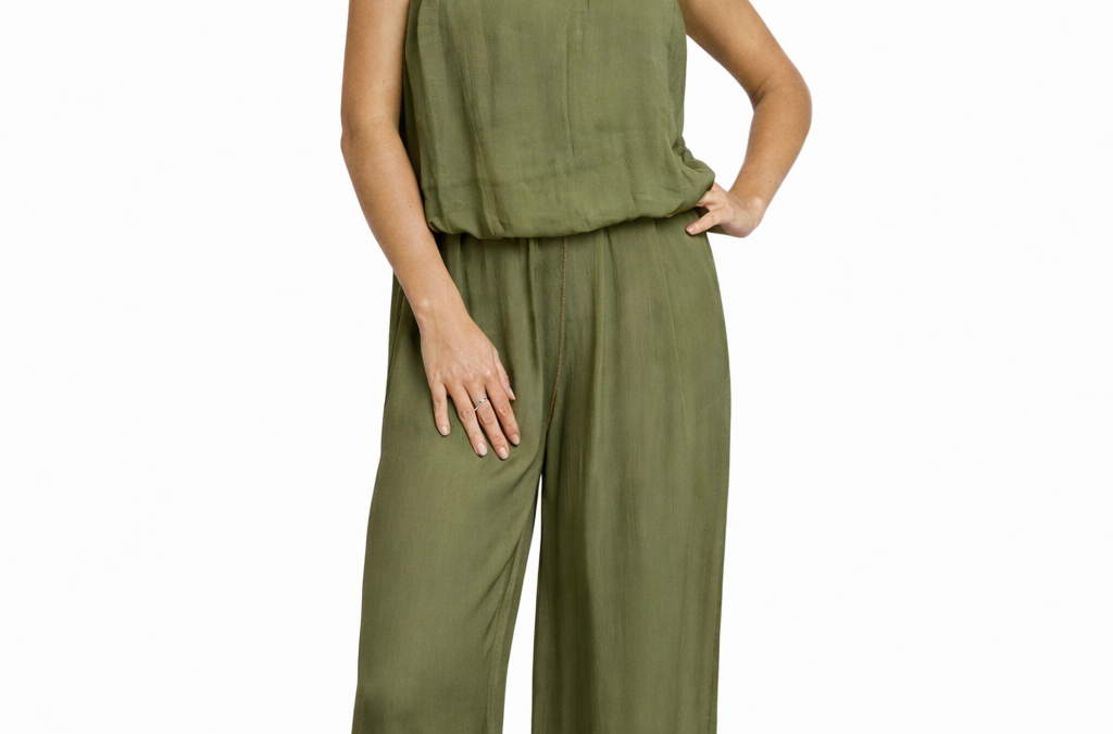 Combinaison fluide en soie – kaki — Vêtements