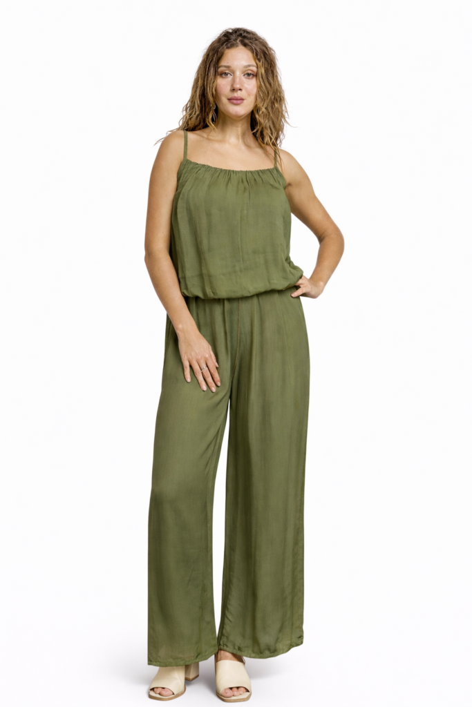 Combinaison fluide en soie – kaki — Vêtements