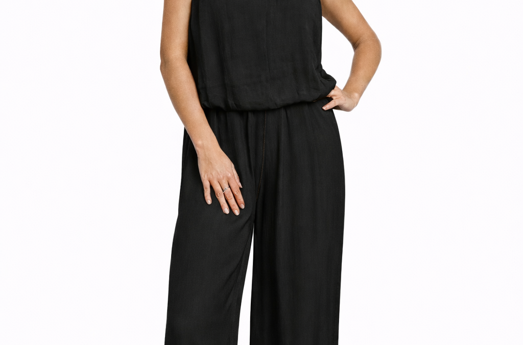 Combinaison fluide en soie – Noir — Vêtements
