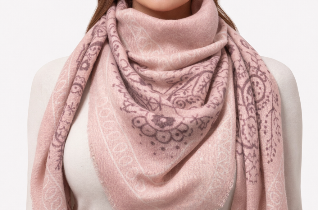 Écharpe imprimée bandana paisley – Rose poudré — Vêtements
