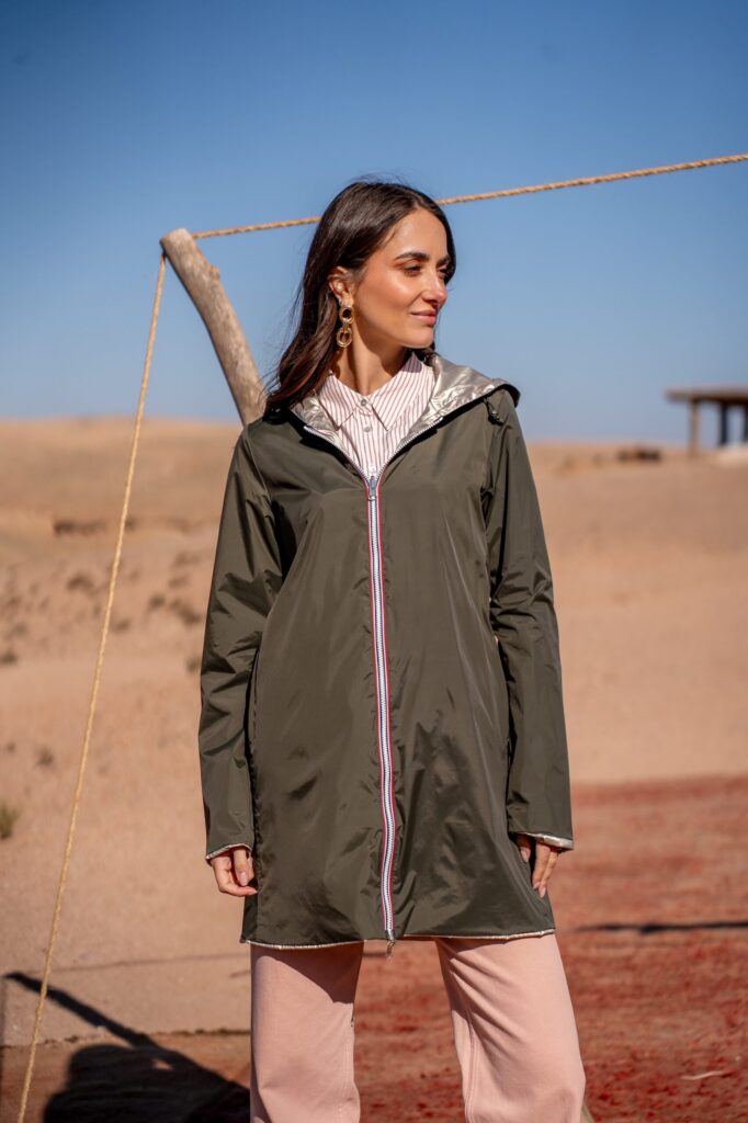 Imperméable réversible Laura Jo kaki femme court