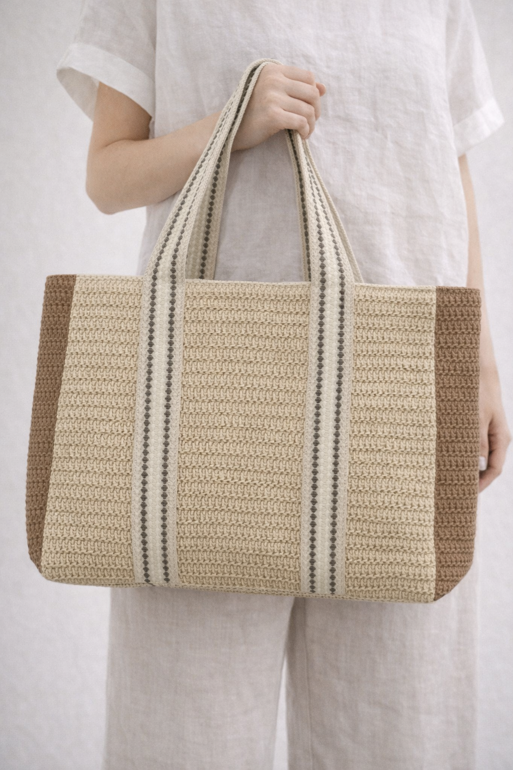 Sac cabas bicolore effet tressé — vue 2