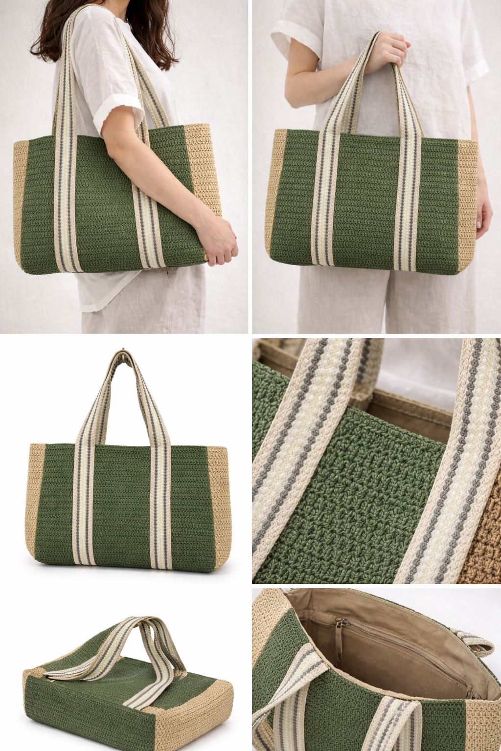 Sac cabas bicolore effet tressé — vue 5