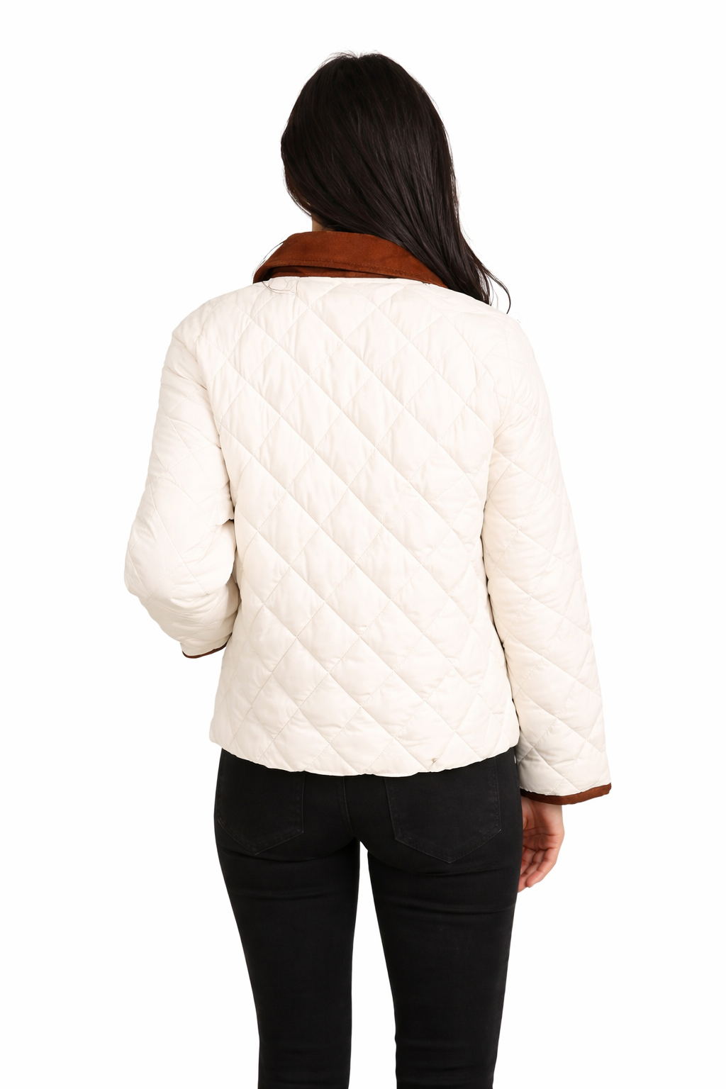 Veste matelassée femme bi-matière – Col contrasté — détail