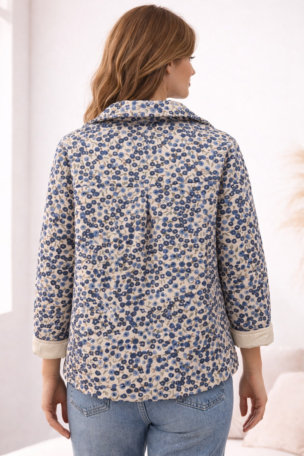 Veste matelassée imprimée fleurie Bleu — vue 2