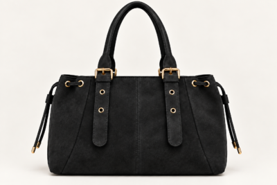 SAC CABAS EN SUÉDINE – GRAND FORMAT NOIR