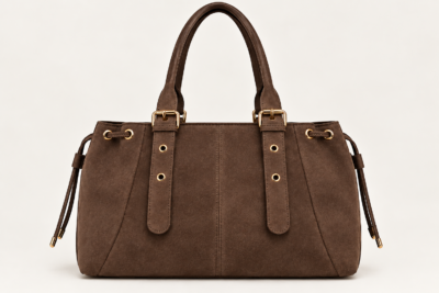 SAC CABAS EN SUÉDINE – GRAND FORMAT MARRON