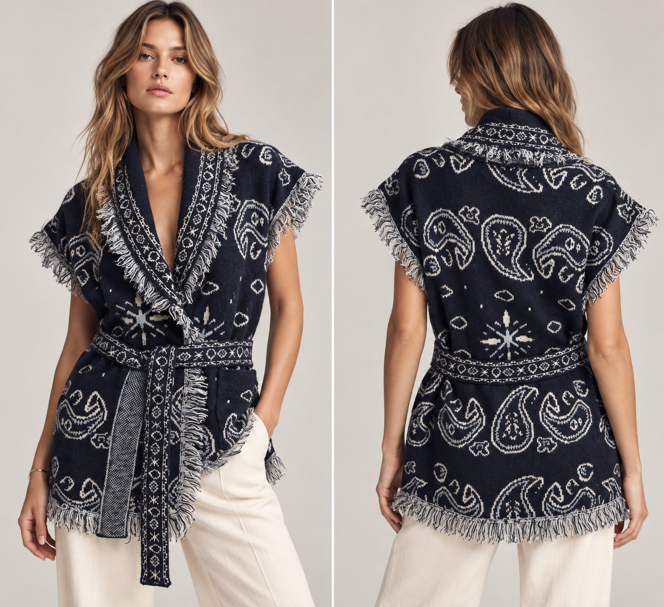 Gilet sans manches motif bandana à franges – Image 3
