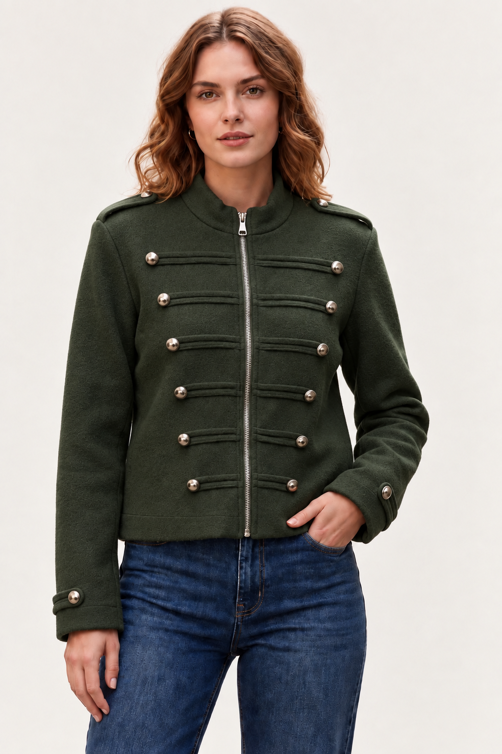 Veste courte esprit officier Kaki – Image 2
