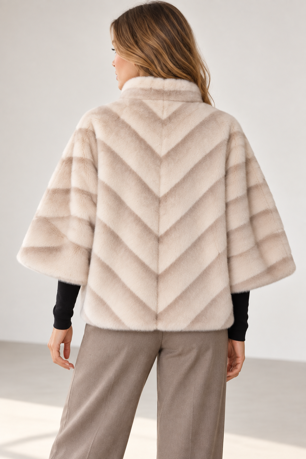 Blouson zippé effet fourrure – Taille unique BEIGE – Image 2