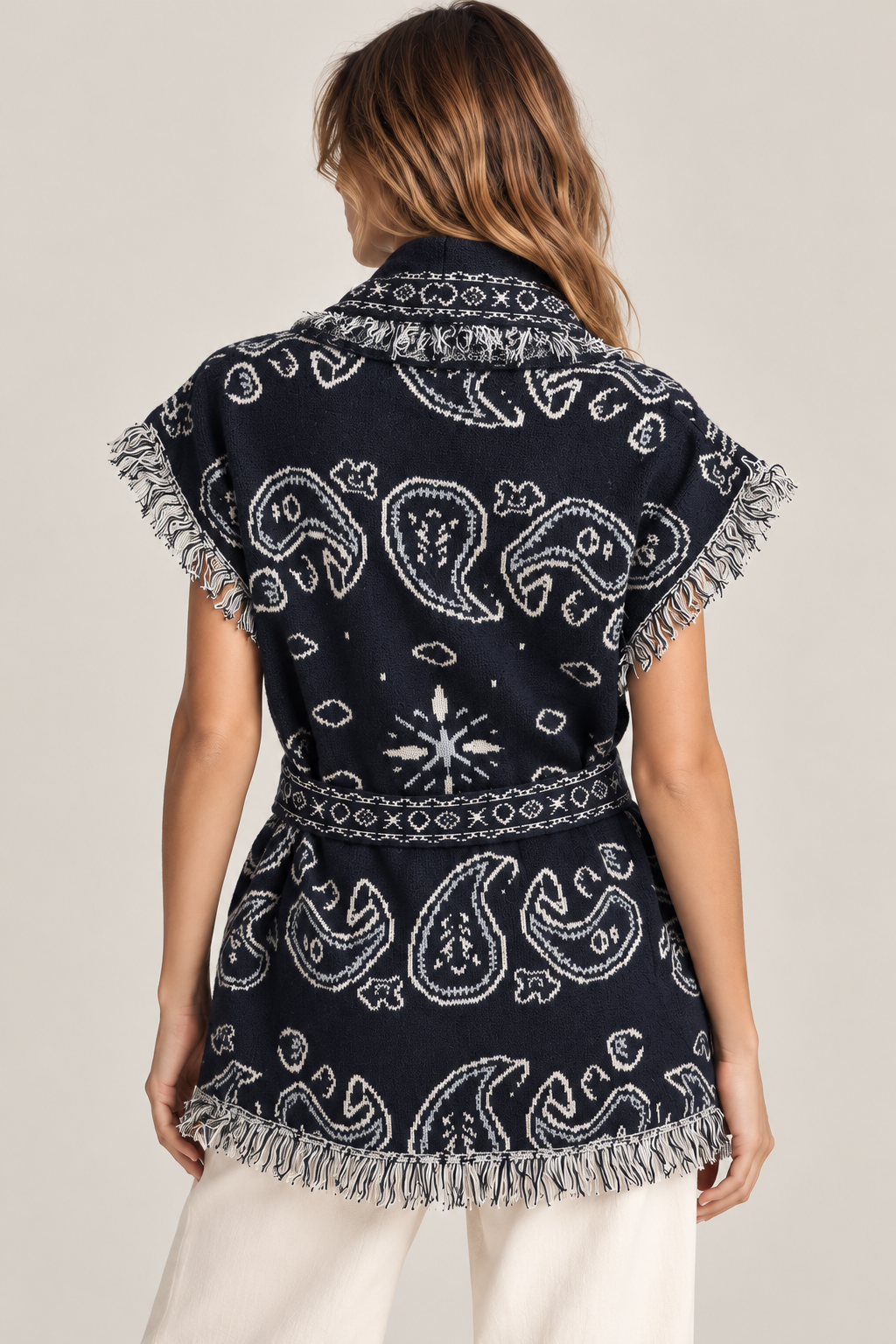 Gilet sans manches motif bandana à franges – Image 2