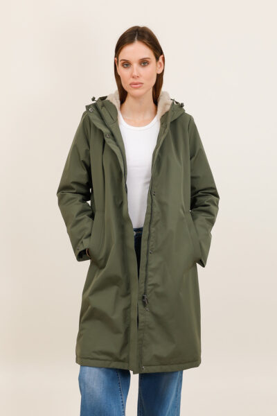 IMPERMÉABLE LONG LAURA JO – DOUBLURE FOURRURE KAKI