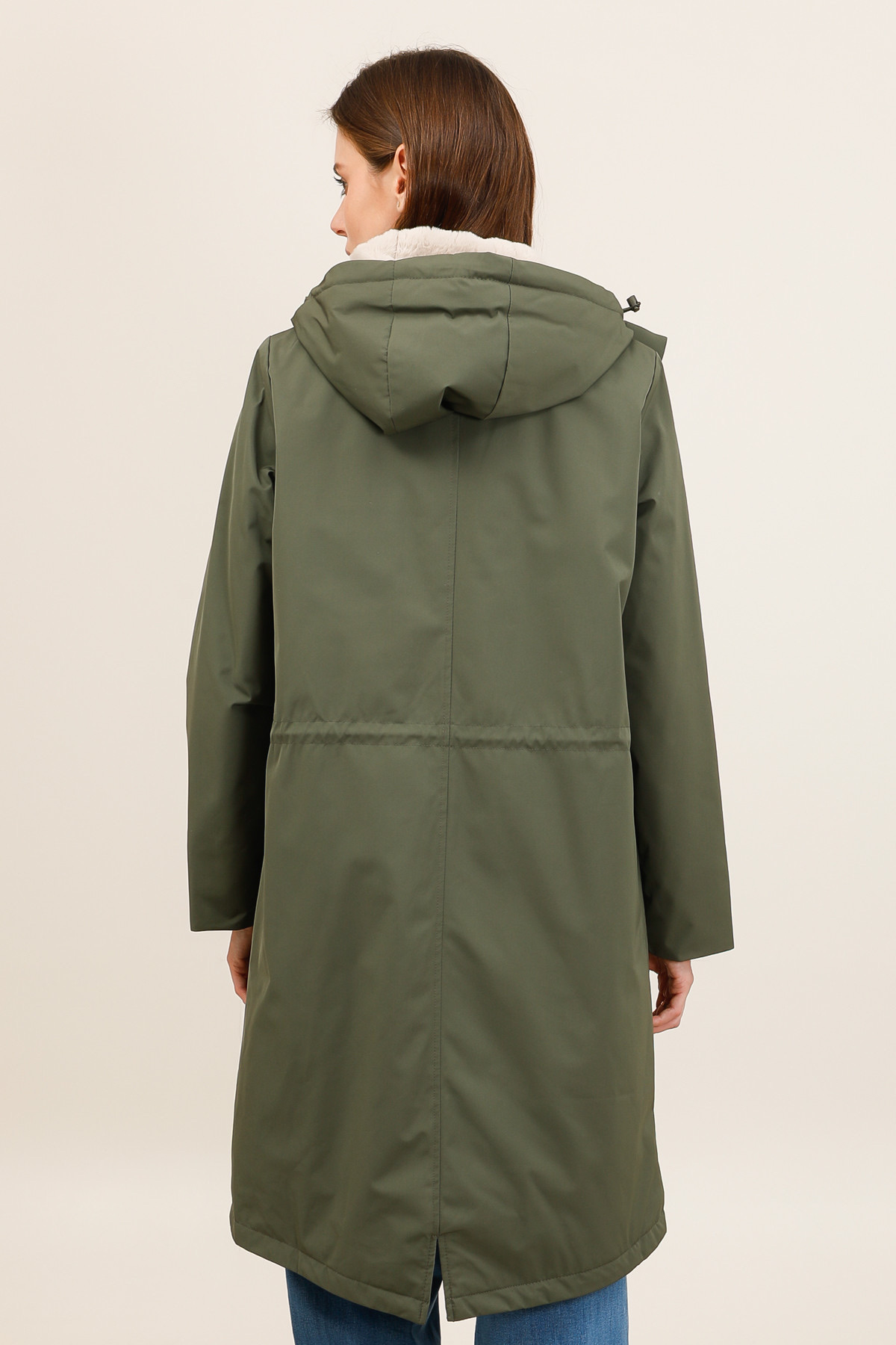 IMPERMÉABLE LONG LAURA JO – DOUBLURE FOURRURE KAKI – Image 3