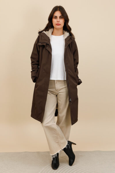 IMPERMÉABLE  LAURA JO – DOUBLURE FOURRURE MARRON